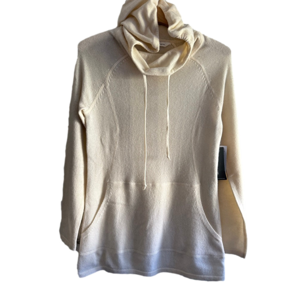 NWT Athleta 100% Cashmere Pullover Hoodie Sweater Cream size XS